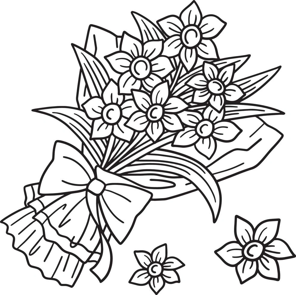 Spring flowers bouquet coloring page